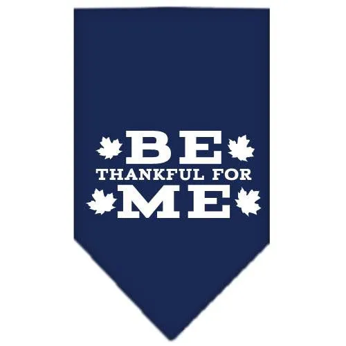 Be Thankful for Me Screen Print Bandana Navy Blue Small