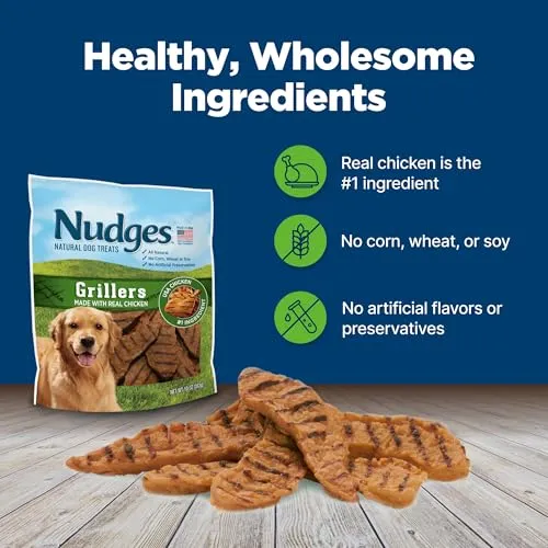 Blue Buffalo Nudges Grillers Natural Dog Treats Made with Real Chicken, Made in the USA, Chicken, 10-oz. Bag