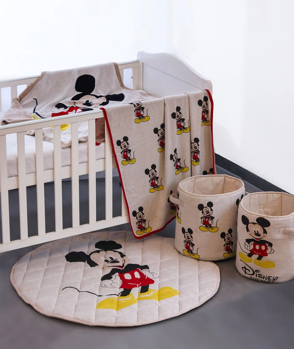 Classic Mickey Mouse - Disney Cotton Knitted Blanket With Soft Faux Fur Back For Babies (0 - 18 Months)