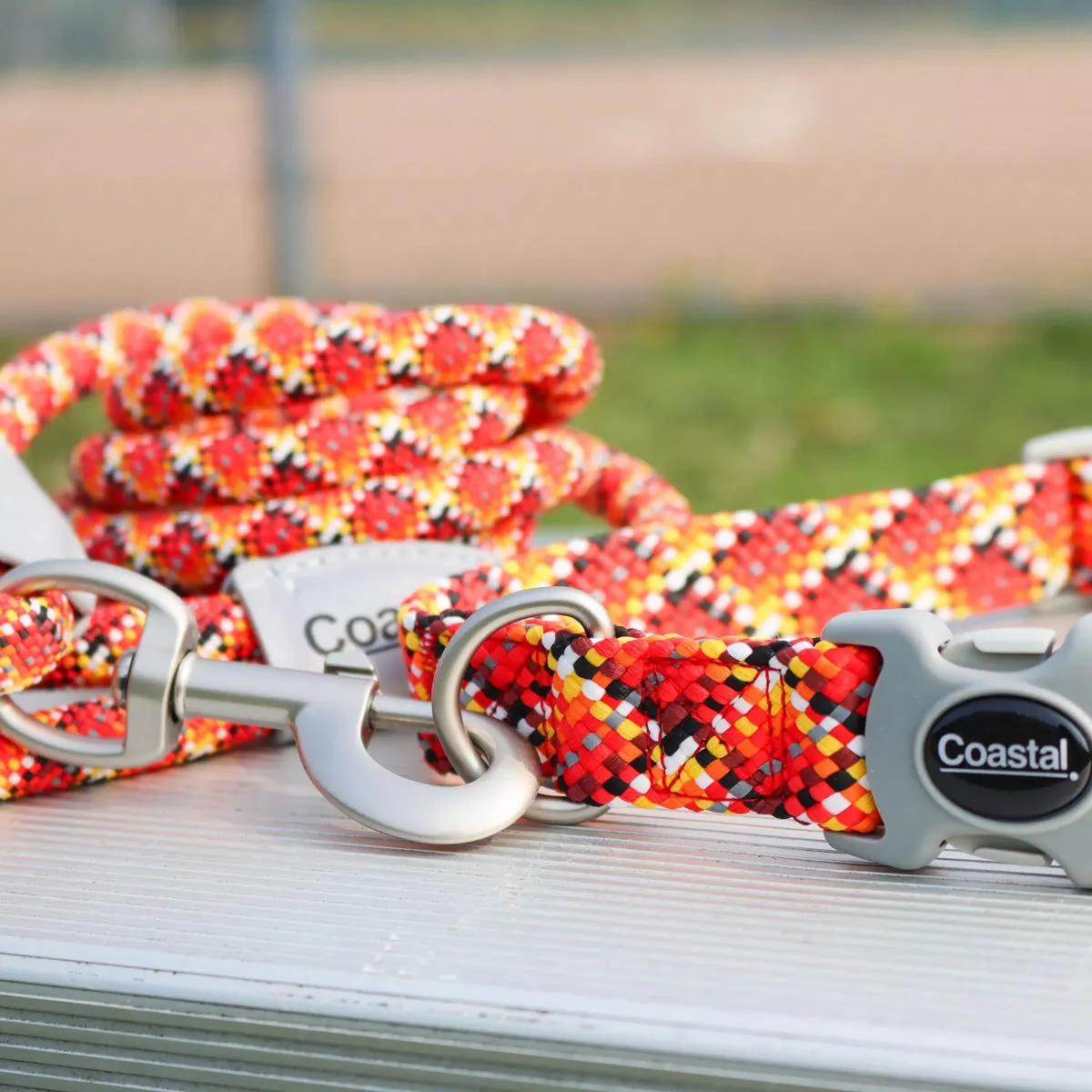 Coastal Pro Active Woven Reflective Rope Leash 1" x 6' Burning Blocks