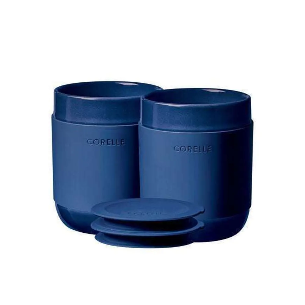 Corelle Stoneware Mug  Silicon Lid Navy 350ml 2pc