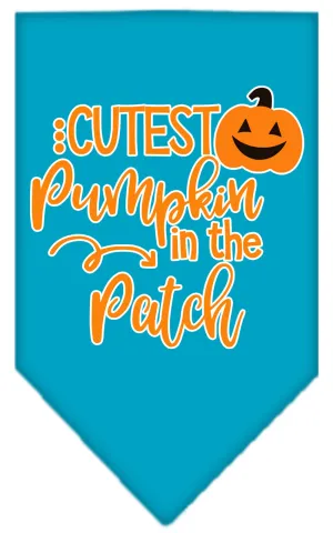 Cutest Pumpkin In The Patch Screen Print Bandana Turquoise Small