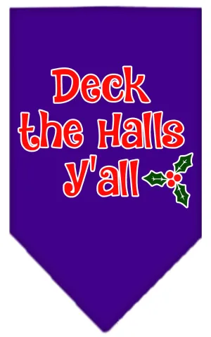 Deck The Halls Y'all Screen Print Bandana Purple Large