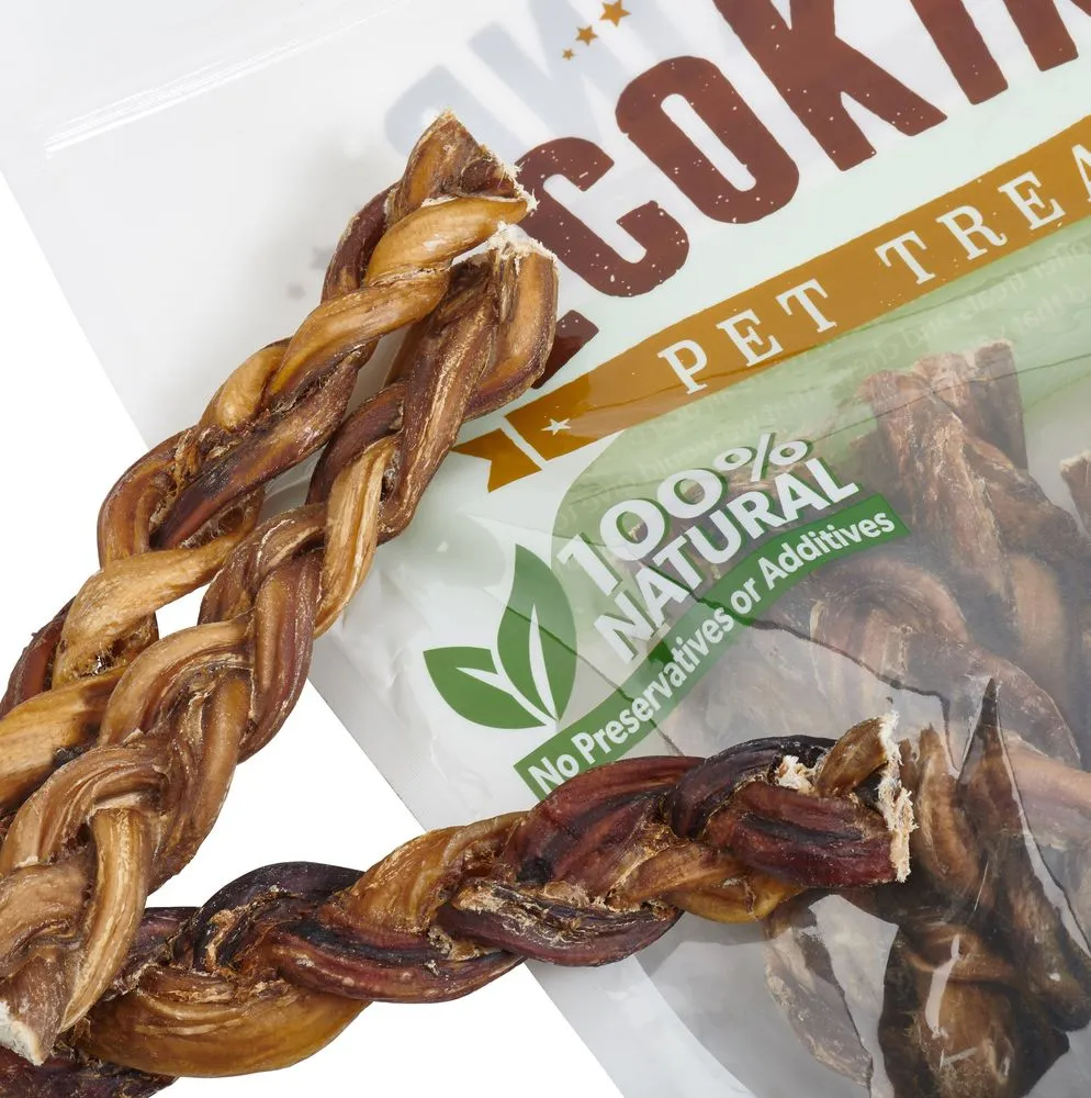 EcoKind Pet Treats - Braided Bully Sticks For Dogs - All Natural Dog Chew Stick