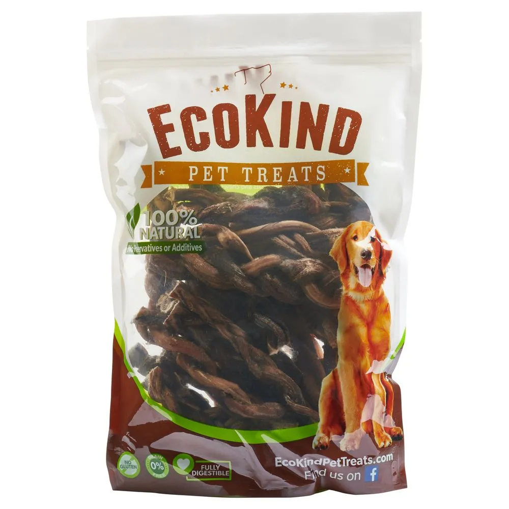 EcoKind Pet Treats - Braided Bully Sticks For Dogs - All Natural Dog Chew Stick