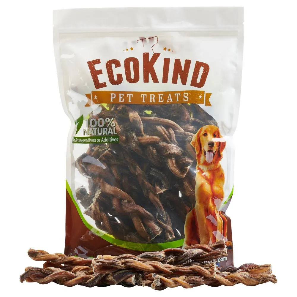 EcoKind Pet Treats - Braided Bully Sticks For Dogs - All Natural Dog Chew Stick