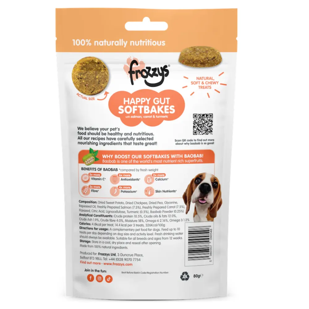 Frozzys Dog Treat - Happy Gut - Salmon, Carrot & Tumeric