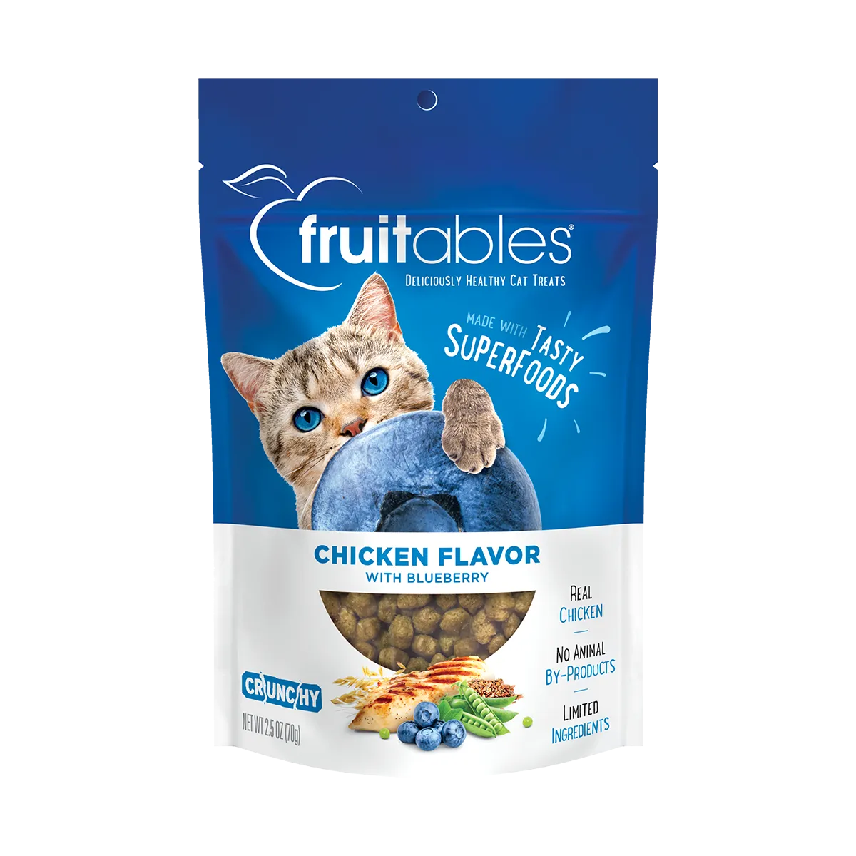 Fruitables Cat Treats Crunchy Tasty Superfoods Chicken with Blueberry 2.5oz