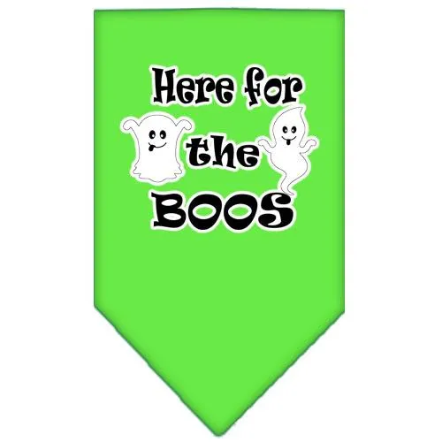 Here For The Boos Screen Print Bandana Lime Green Large