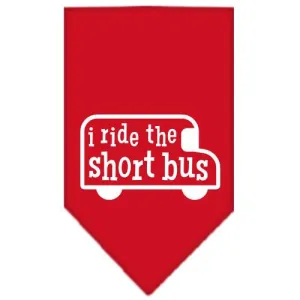 I ride the short bus Screen Print Bandana Red Small