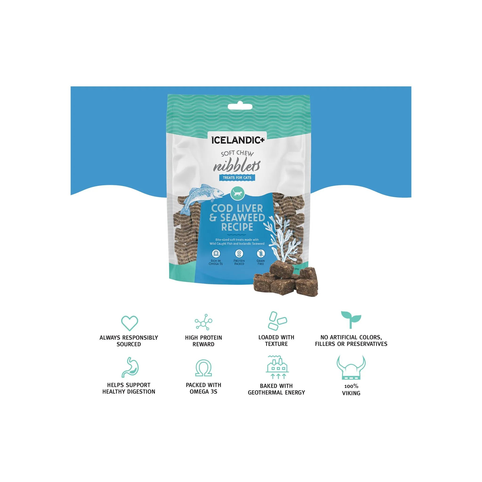 Icelandic  Soft Chew Nibblets Fish Cat Treats