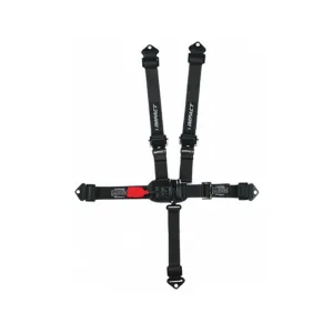 Impact Pro Series 5-Point Latch & Link Restraint - 2" - Pull Up Right Lap Adjust - Bolt-In/Wrap Around - Black