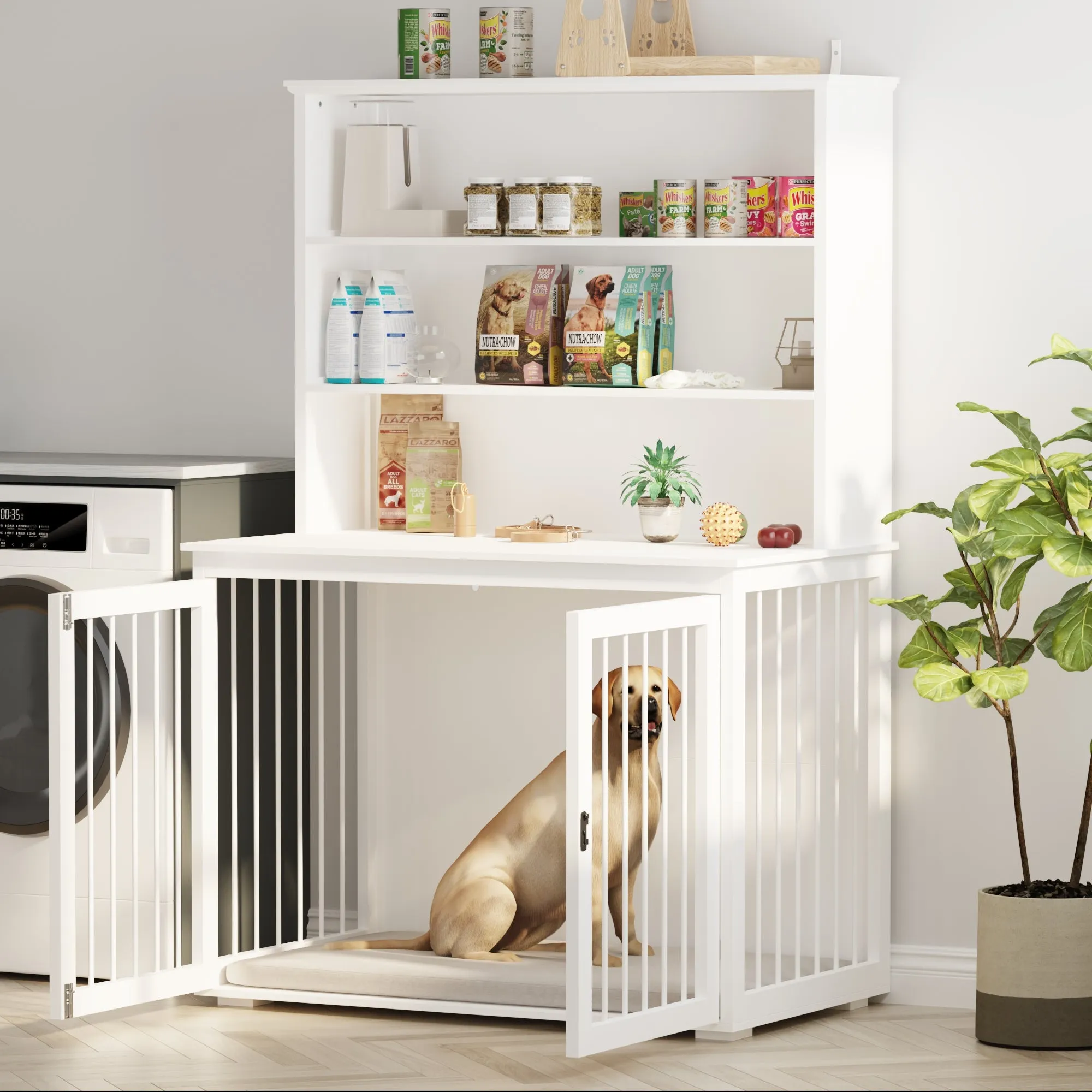 Large Dog Crate with 2 Doors and 3 Shelves