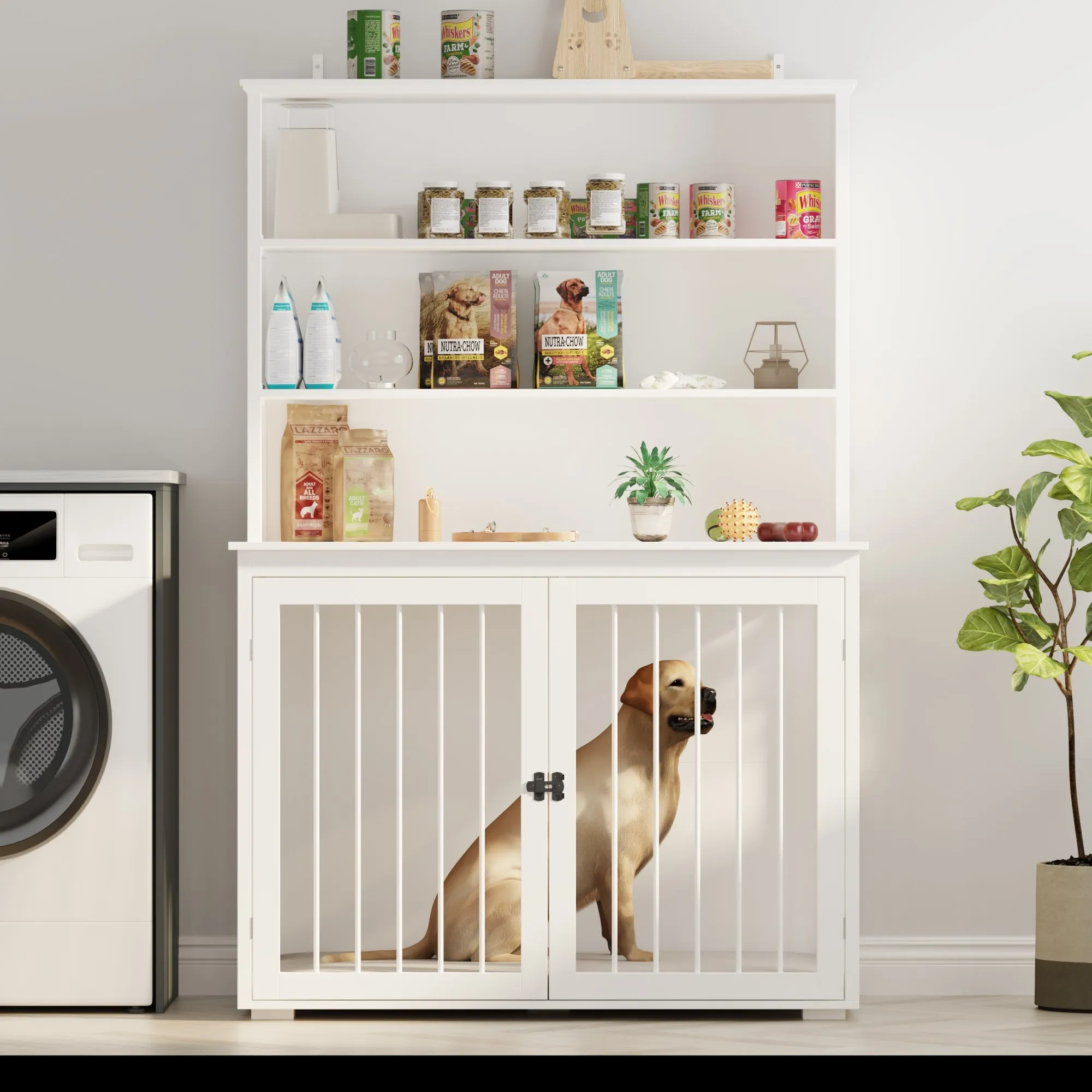 Large Dog Crate with 2 Doors and 3 Shelves