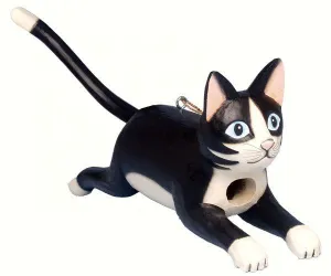 Leaping Black & White Cat Bird House