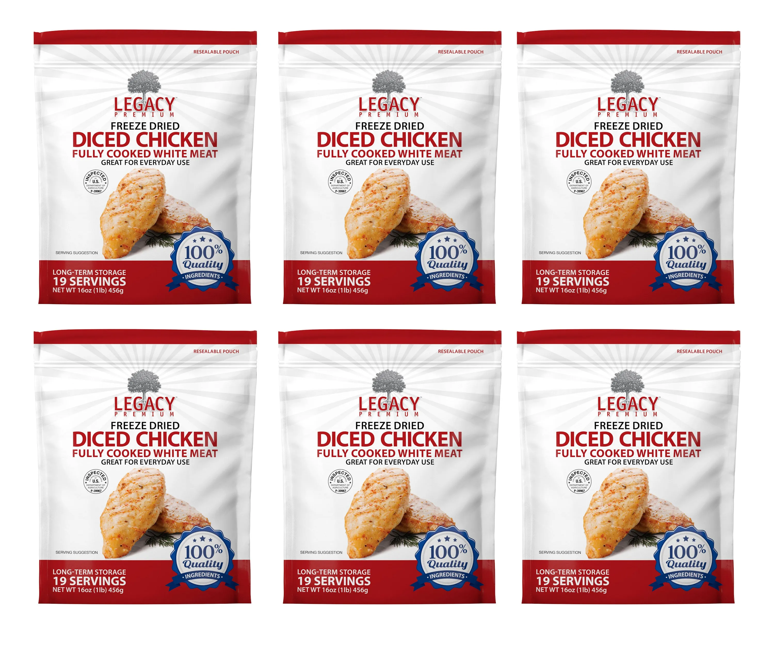 Legacy Premium Food Storage 100% USDA Freeze Dried Chicken Dices