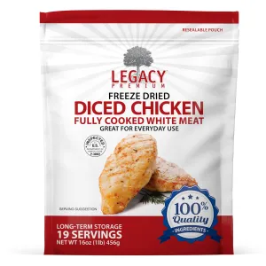 Legacy Premium Food Storage 100% USDA Freeze Dried Chicken Dices