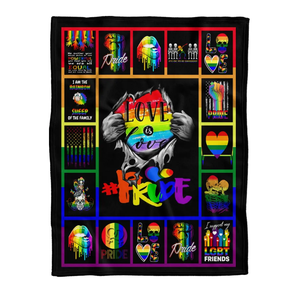 Lgbt Love Is Love Pride Fleece Blanket Pride Blanket Gift For Gaymer Friend, Lesbian Skull Blankets