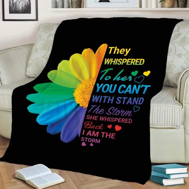 Lgbt Pride Sunflower Blanket, They Whispered To Her Fleece Blanket For Lesbian, Couple Lesbian Gift