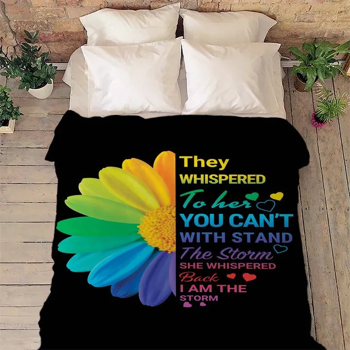 Lgbt Pride Sunflower Blanket, They Whispered To Her Fleece Blanket For Lesbian, Couple Lesbian Gift