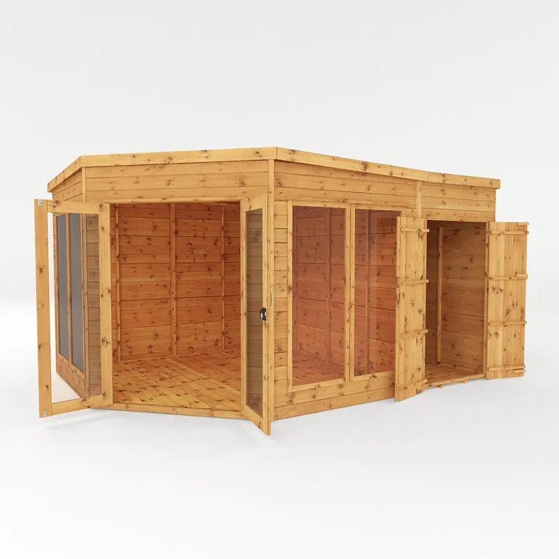 Mercia Corner 13' 3" x 7' 2" Pent Summerhouse - Premium Dip Treated Shiplap