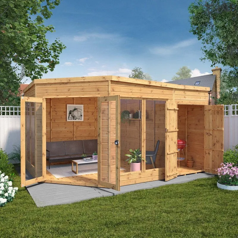 Mercia Corner 13' 3" x 7' 2" Pent Summerhouse - Premium Dip Treated Shiplap