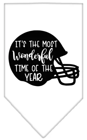 Most Wonderful Time Of The Year (football) Screen Print Bandana White Large