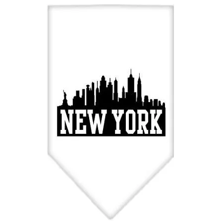 New York Skyline Screen Print Bandana White Small