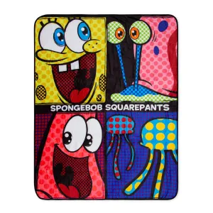 Nickelodeon SpongeBob SquarePants Character Grid Fleece Throw Blanket | 45 x 60 Inches