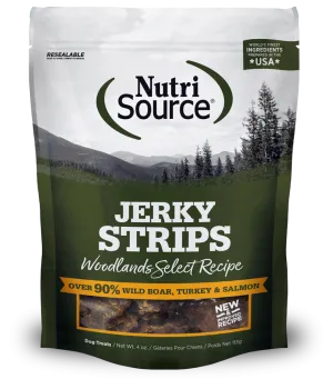 Nutrisource Woodlands Select Grain Free 95% Wild Boar, Turkey, & Salmon Jerky Dog Treats 4oz