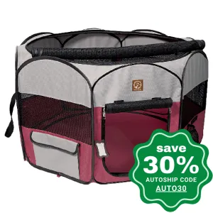 One for Pets - Fabric Portable Playpen - Fuchsia/Grey - 46" x 46" x 20.5"(L)