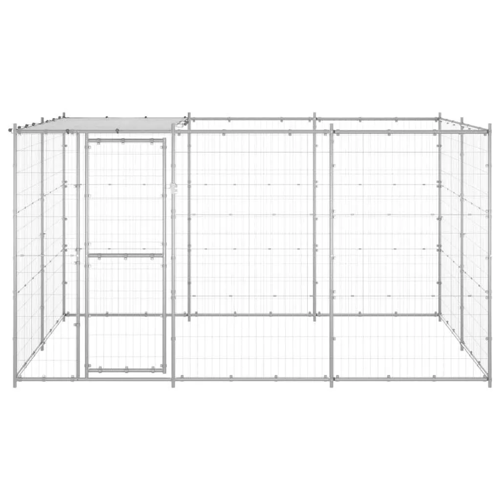 Outdoor Dog Kennel Galvanised Steel with Roof 7.26 m²