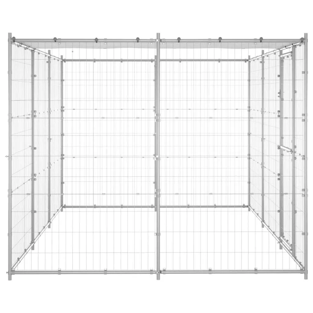 Outdoor Dog Kennel Galvanised Steel with Roof 7.26 m²