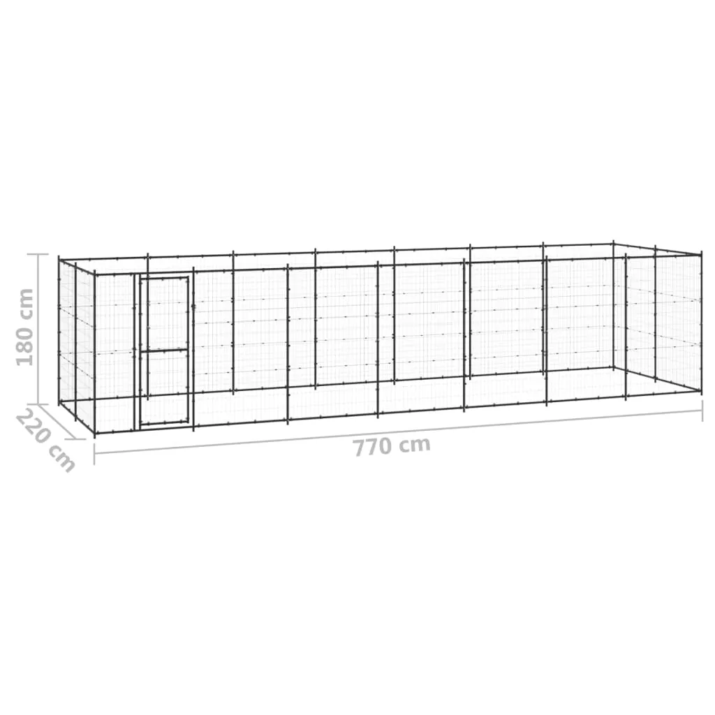 Outdoor Dog Kennel Steel 16.94 m²