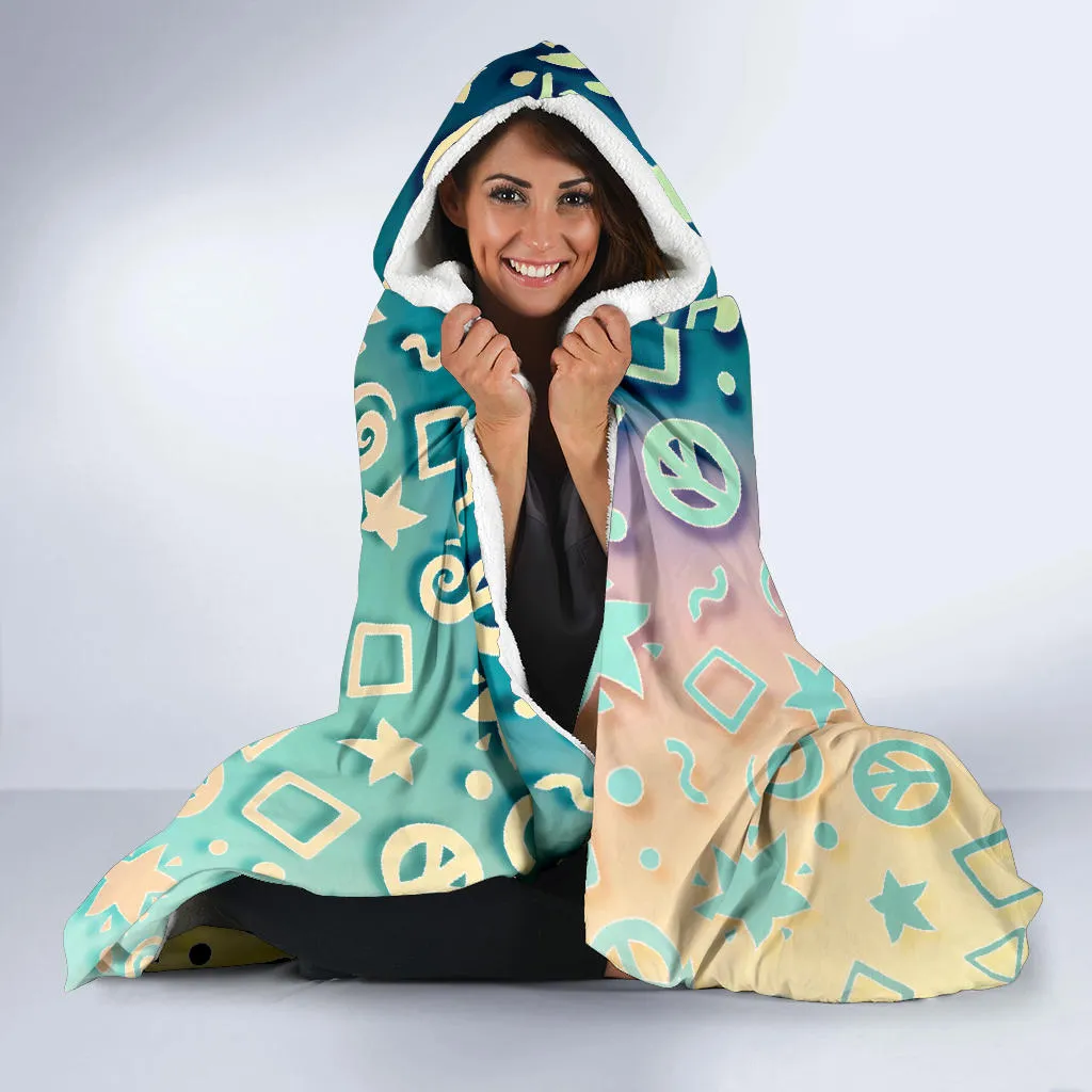 Peace, Spirals and Geometry - Pastel | Hooded Blanket | Mandalazed