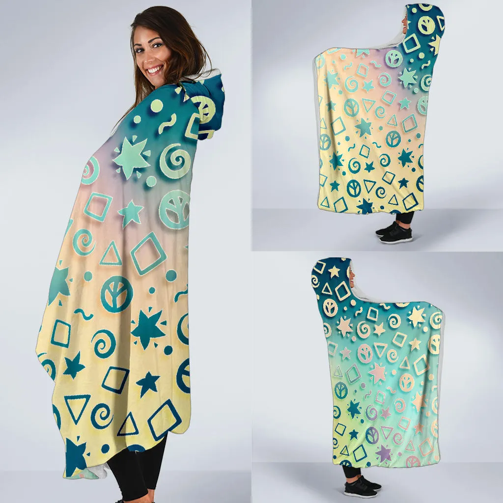 Peace, Spirals and Geometry - Pastel | Hooded Blanket | Mandalazed