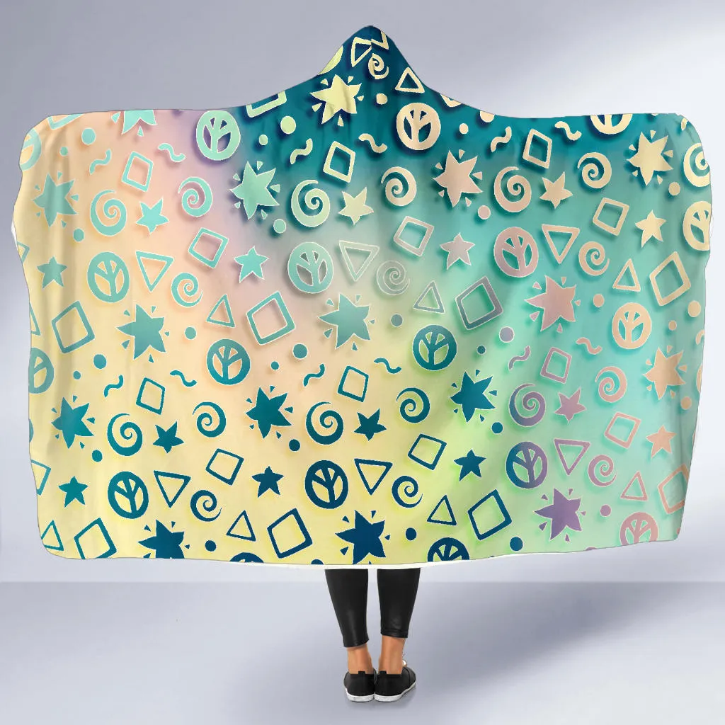 Peace, Spirals and Geometry - Pastel | Hooded Blanket | Mandalazed