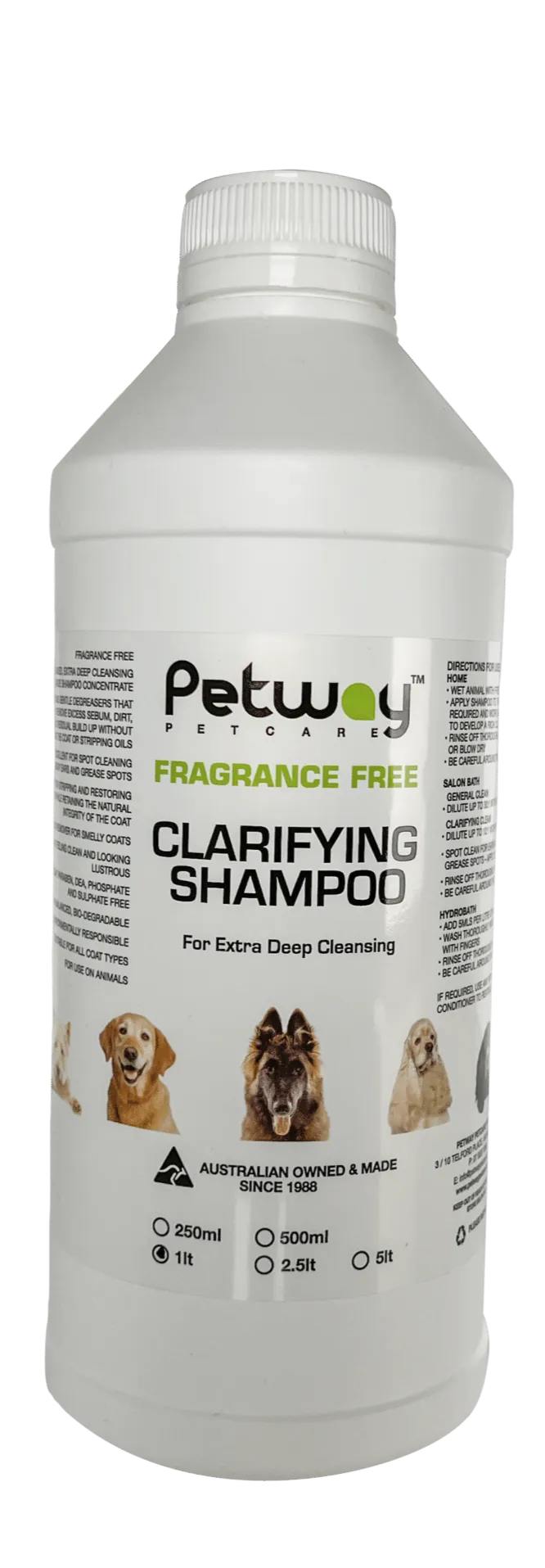 Petway Petcare Fragrance Free Clarifying Shampoo - Assorted Sizes  (WH)