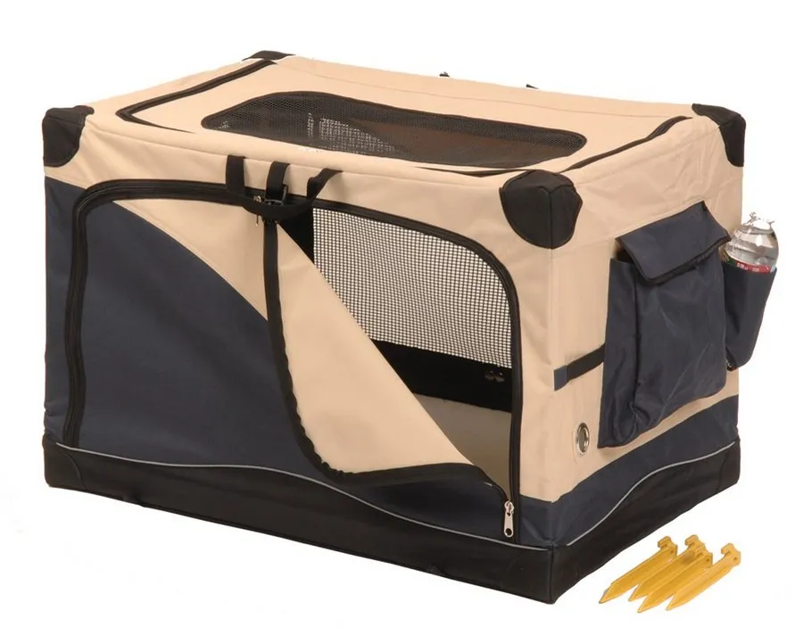 Precision Pet Soft-Side Pet Crate 3000 Navy/Tan