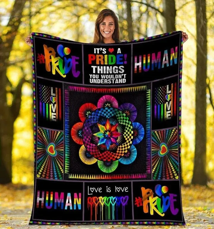 Pride LGBT Blankets It's A Pride Rainbow Human Lgbt Awareness Gift Sherpa Fleece Blanket