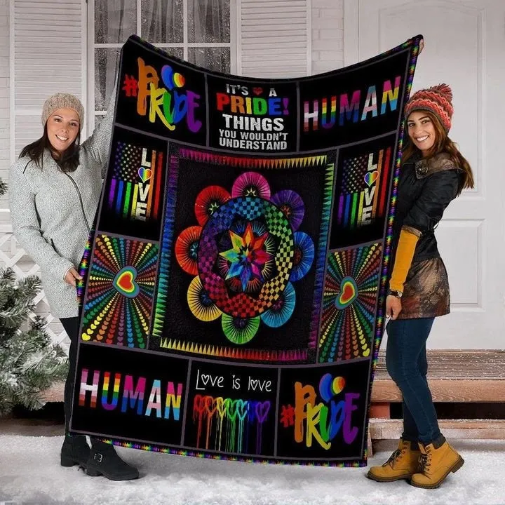 Pride LGBT Blankets It's A Pride Rainbow Human Lgbt Awareness Gift Sherpa Fleece Blanket