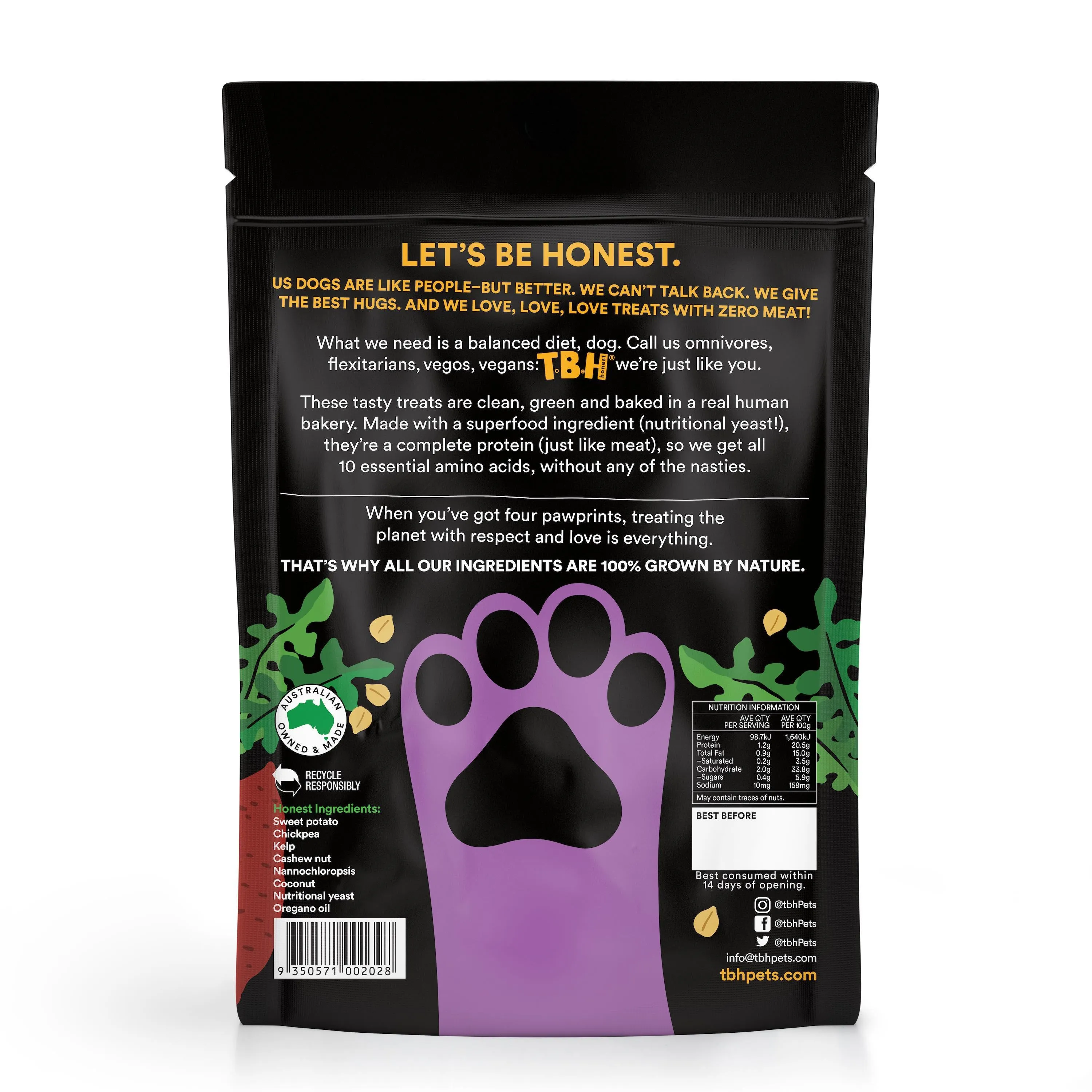 TBH Nutritious Seaweed with Chickpea and Sweet Potato Dog Treats 100g***