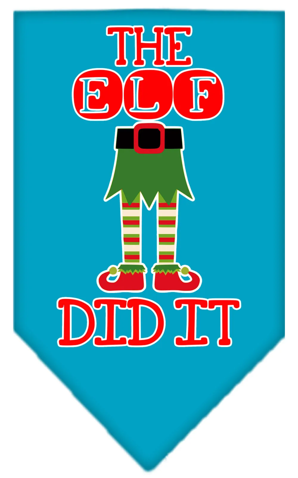 The Elf Did It Screen Print Bandana Turquoise Small