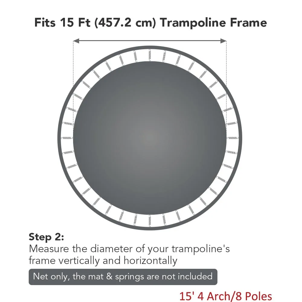 TheLAShop 15' Trampoline Enclosure Safety Net Replacement, 4 Arch/8 Poles