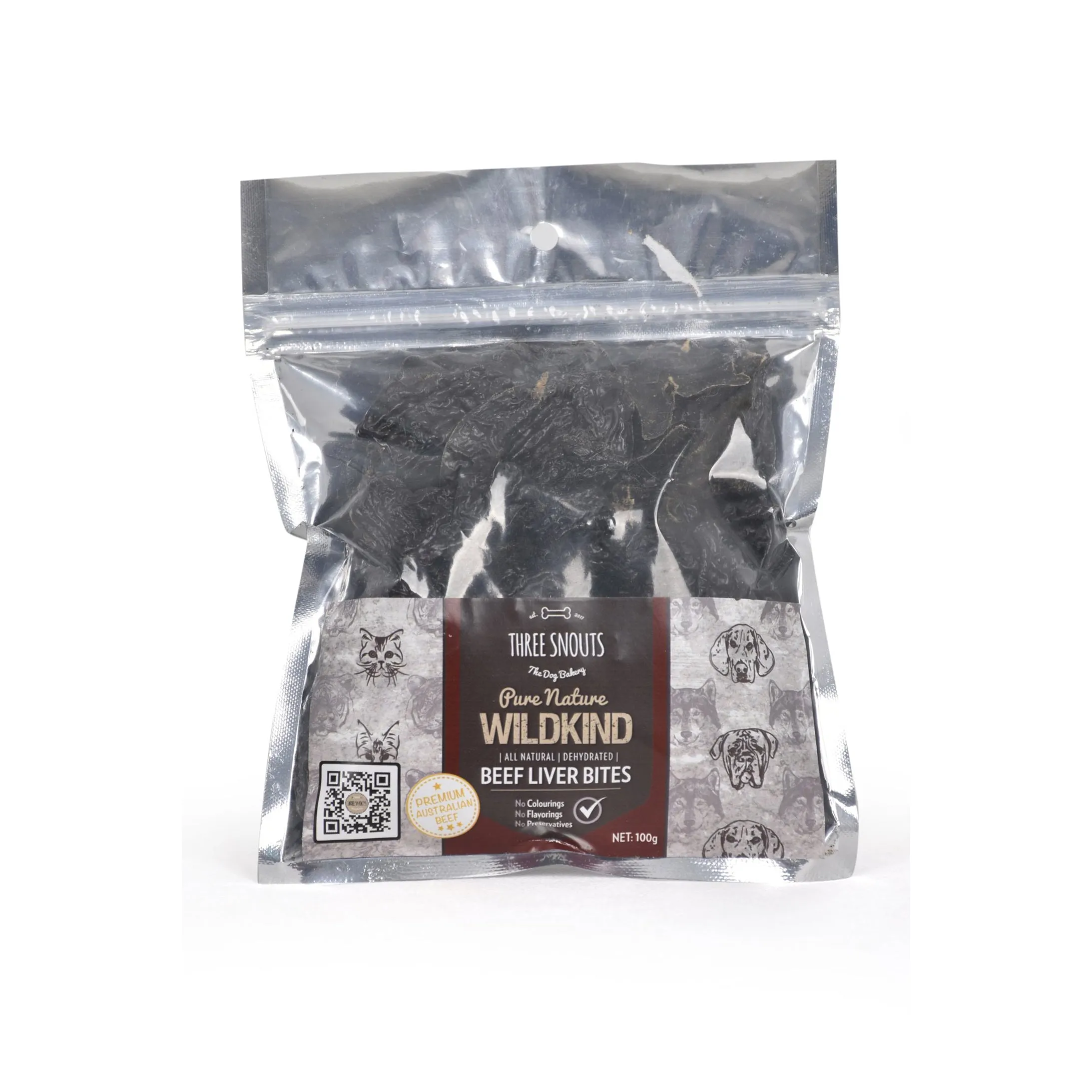 Three Snouts-Pure Nature WILDKIND Beef Liver Bites 100g