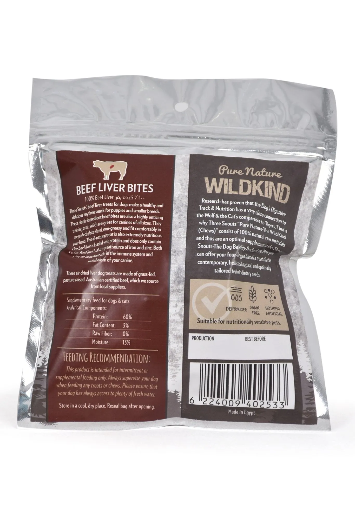 Three Snouts-Pure Nature WILDKIND Beef Liver Bites 100g