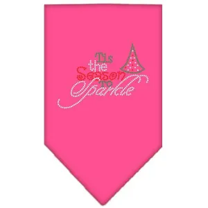 Tis The Season To Sparkle Rhinestone Bandana Bright Pink Large