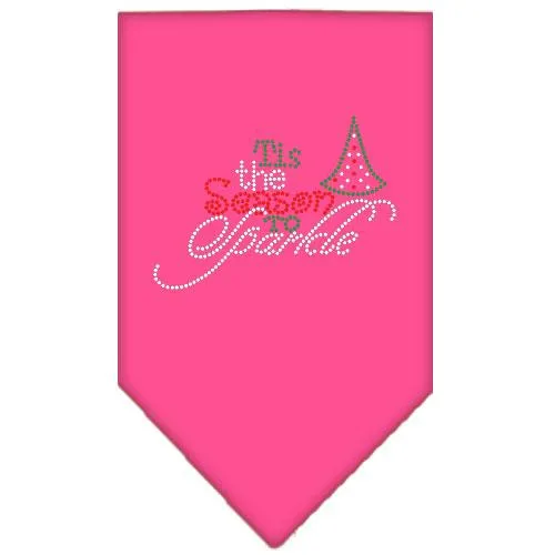 Tis The Season To Sparkle Rhinestone Bandana Bright Pink Small