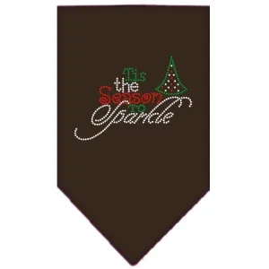 Tis The Season To Sparkle Rhinestone Bandana Brown Large