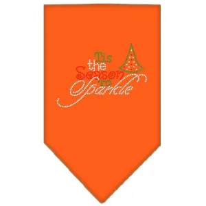 Tis The Season To Sparkle Rhinestone Bandana Orange Large